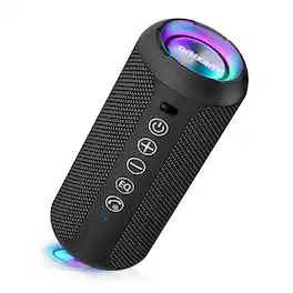 Ortizan - Portable Bluetooth Speaker, IPX7 Waterproof, TWS, 30H Playtime, Deep Bass - Black