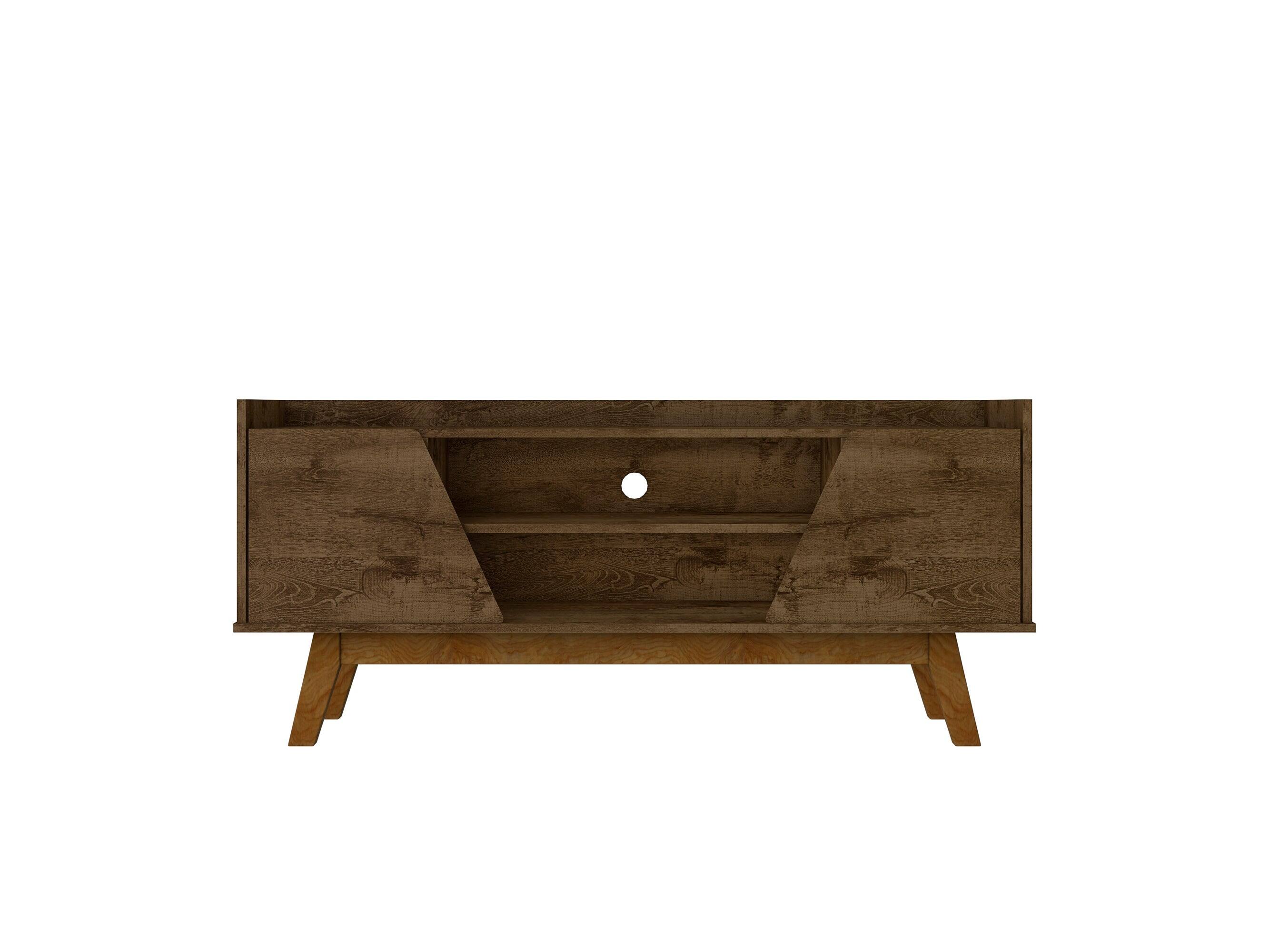 Front. Manhattan Comfort - Marcus Mid-Century Modern 53" TV Stand in Rustic Brown - Rustic Brown.
