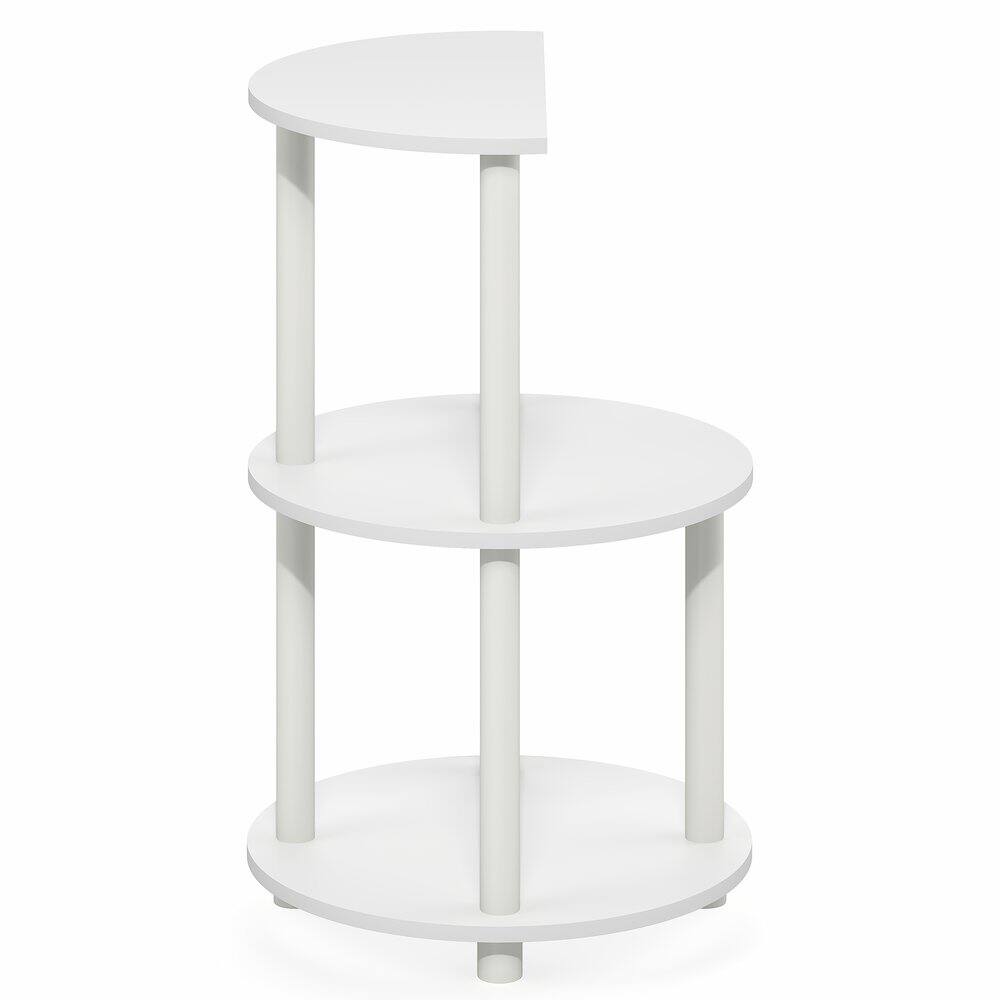 Left. Furinno - TURN-N-TUBE Side Table, Round End Table, Toolless Half Round Table Top Night Stand, Bedside Table, Open Shelf - White/White.
