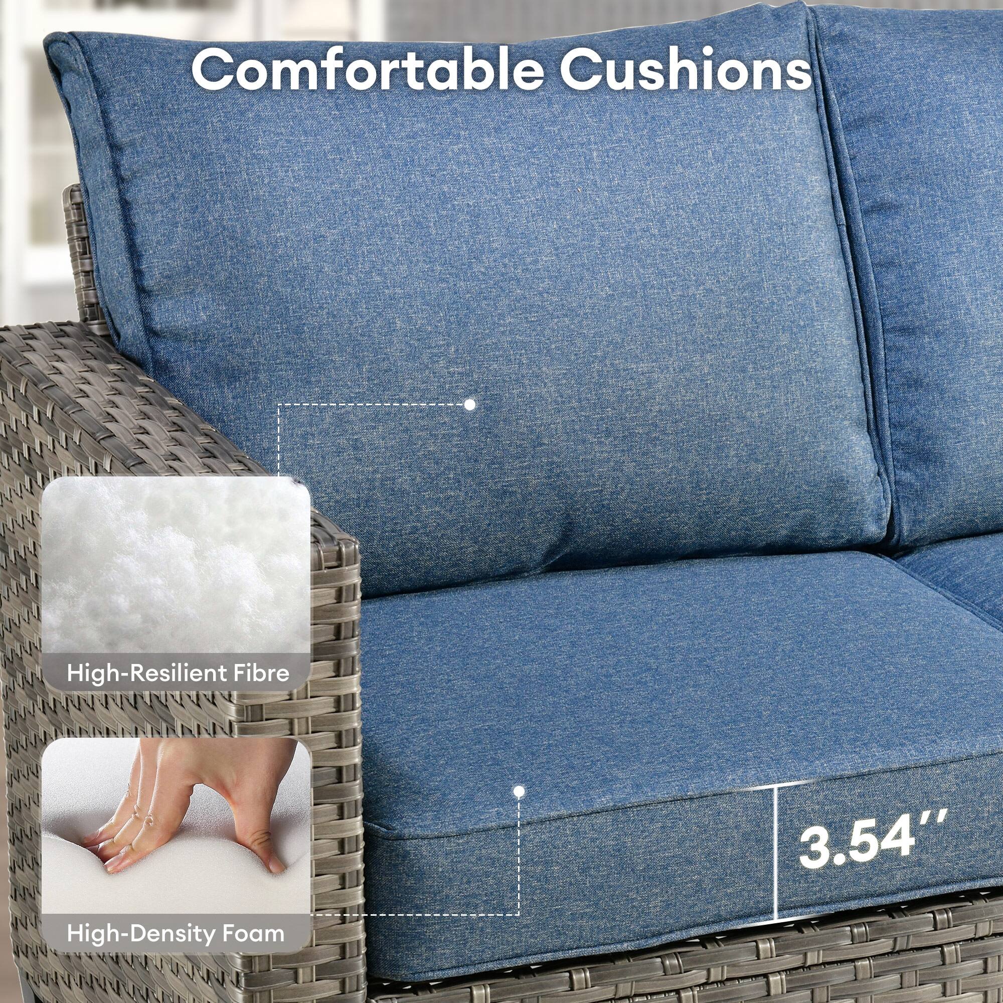 Comfortable Cushions

High-Resilient Fibre

High-Density Foam

3.54"