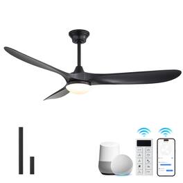 Sofucor - 60'' Outdoor Ceiling Fan with Integrated LED Light & Remote Dimmable 3CCT 6 Speed DC Motor for Patio Bedroom Living Room - Black