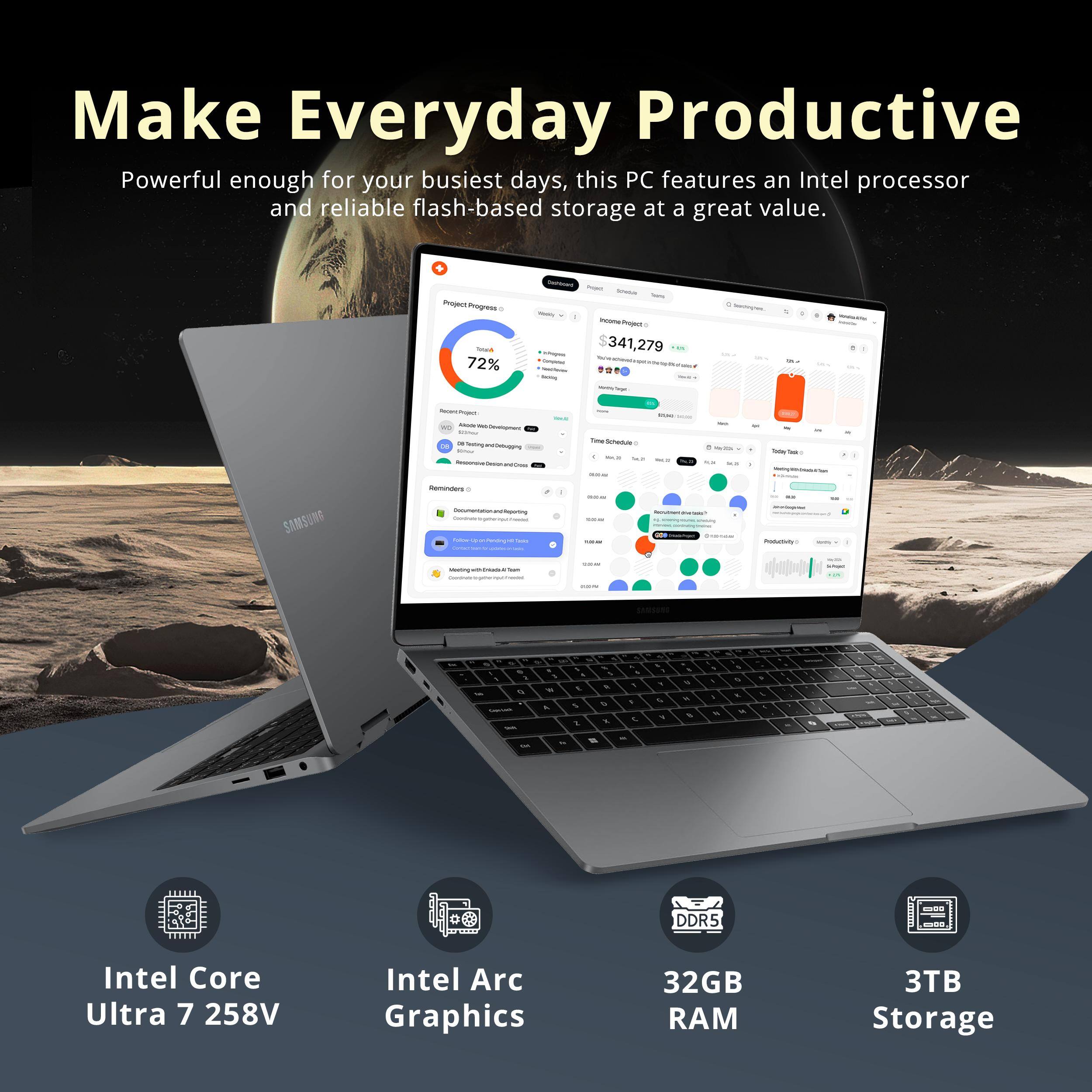 Make Everyday Productive

Powerful enough for your busiest days, this PC features an Intel processor and reliable flash-based storage at a great value.

Intel Core Ultra 7 258V  
Intel Arc Graphics  
32GB RAM  
3TB Storage