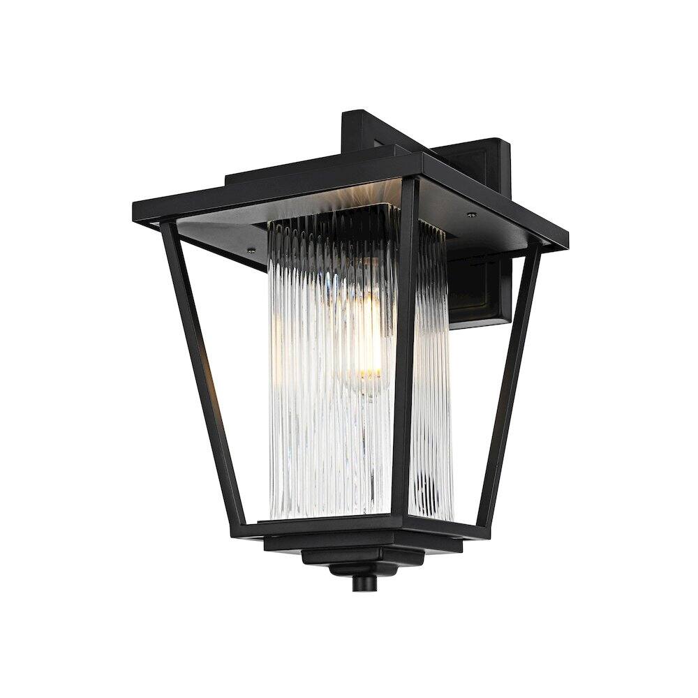 Left. Elegant Lighting - York 7 inch Outdoor Pendant in Black - Black.