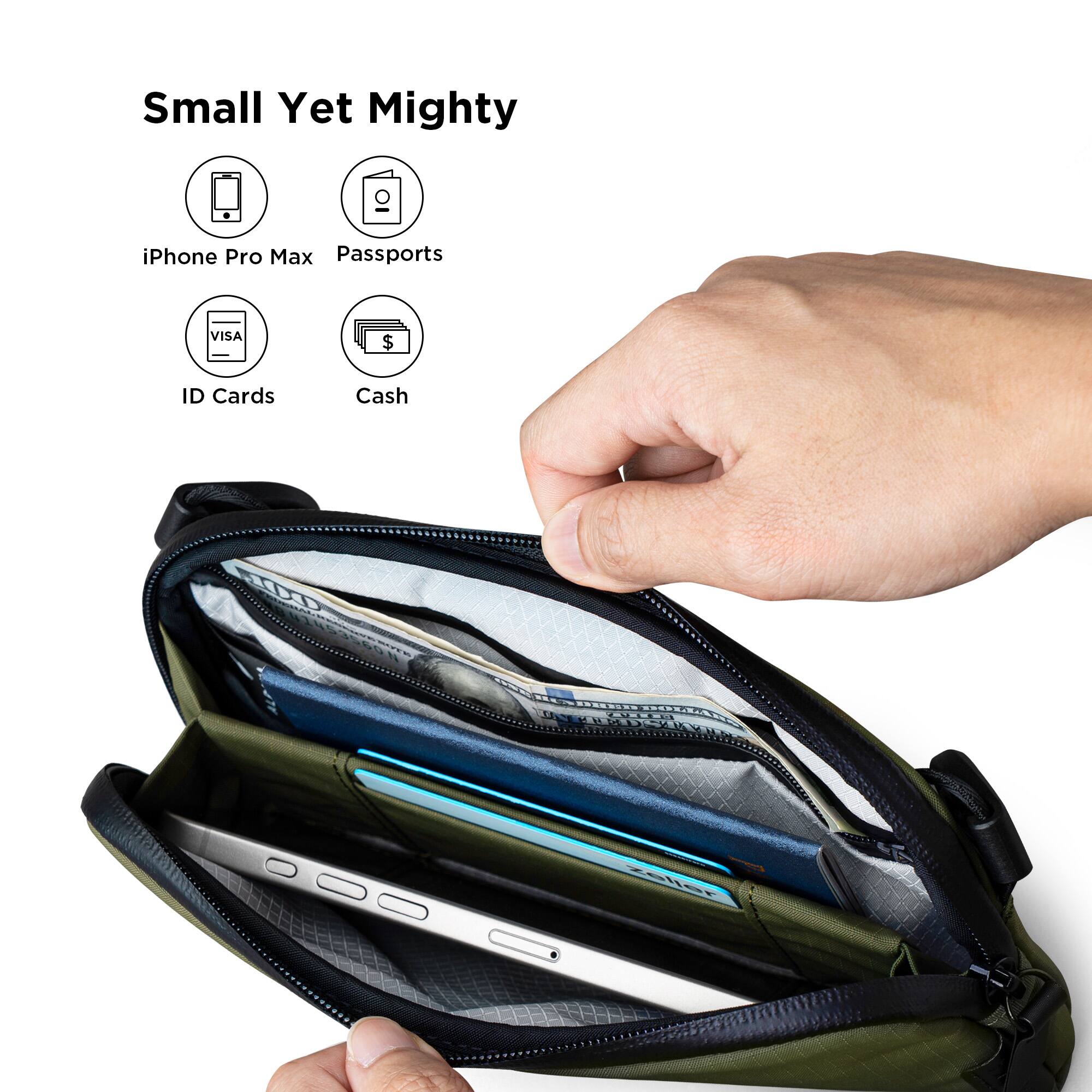 Small Yet Mighty

- iPhone Pro Max
- Passports
- VISA
- ID Cards
- Cash