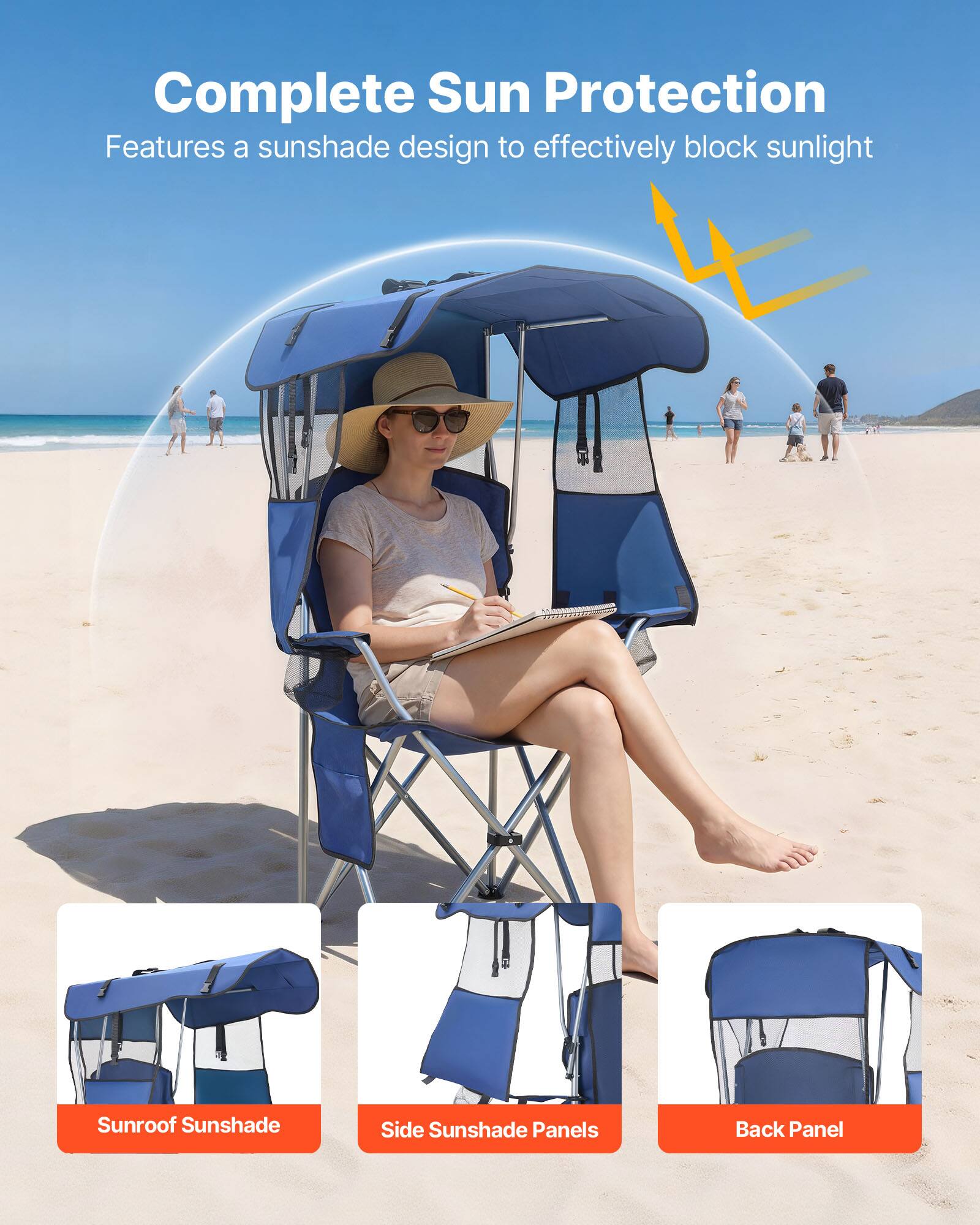 Complete Sun Protection  
Features a sunshade design to effectively block sunlight  

- Sunroof Sunshade  
- Side Sunshade Panels  
- Back Panel