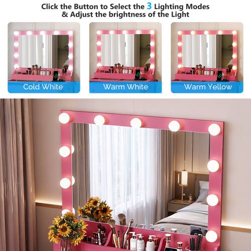 Click the Button to Select the 3 Lighting Modes & Adjust the brightness of the Light

Cold White  
Warm White  
Warm Yellow