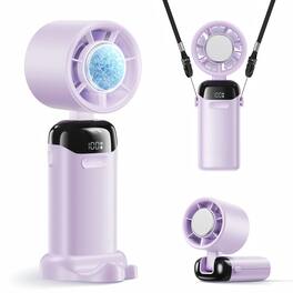 PRIMEPLUS - Handheld Turbo Fan with Ice Cooler, 21000 RPM, 1-199 Speeds, 14H Rechargeable, Pocket Fan for Travel Gift - Purple