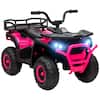 Front. Qaba - 12V Kids ATV, 4 Wheeler Quad, 3.7Mph Battery Car with 4 Suspension Wheels, Storage, LED Lights, Music USB, Tire, for 3-5.