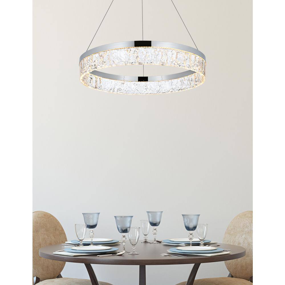 Alt View 4. Elegant Lighting - Linden 22 inch Adjustable LED chandelier in Chrome - Chrome.