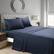 Front. MarCielo - Marcielo 4-Pieces Soft Striped Bed Sheets with 18 inches Deep Pocket - Navy.