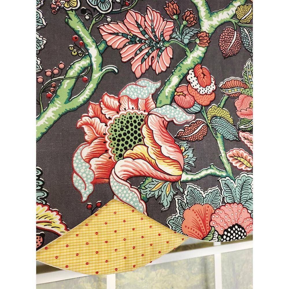 Left. RLF Home - RLF Home Zoe Petticoat 3" Rod Pocket Lining Luxurious and Elegant Window Treatment Valance 50" x 15" Black - Black.