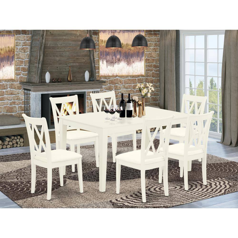 Left. East West Furniture - Dining Room Set Linen White - Brown.