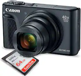 Canon - PowerShot SX740 HS Digital Camera (Black) 64GB Bundle (International Version)