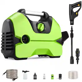 SKONYON - 2000 Max PSI Electric Pressure Washer with Hose Foam Cannon Portable - Green