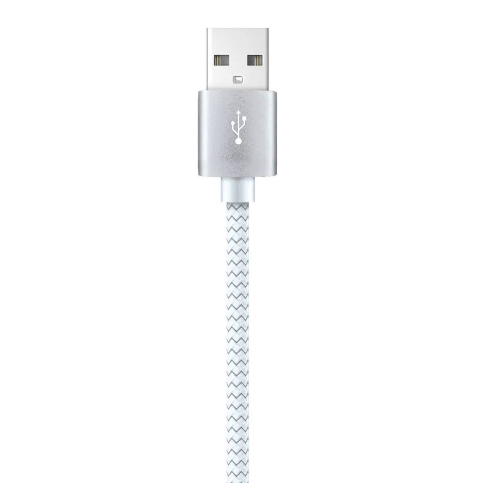 Alt View 1. Xyst - Charge and Sync USB to Micro USB Braided Cable 10Ft - White.