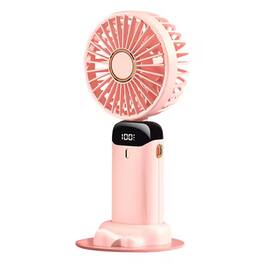 Cluzine - Pink 3-in-1 Handheld Portable Fan, 5 Speeds, 39000rpm Motor, 10m/s Wind, with Phone Stand Base