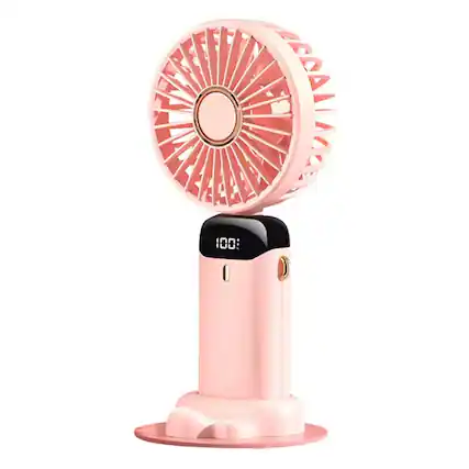 Front. Cluzine - Pink 3-in-1 Handheld Portable Fan, 5 Speeds, 39000rpm Motor, 10m/s Wind, with Phone Stand Base.