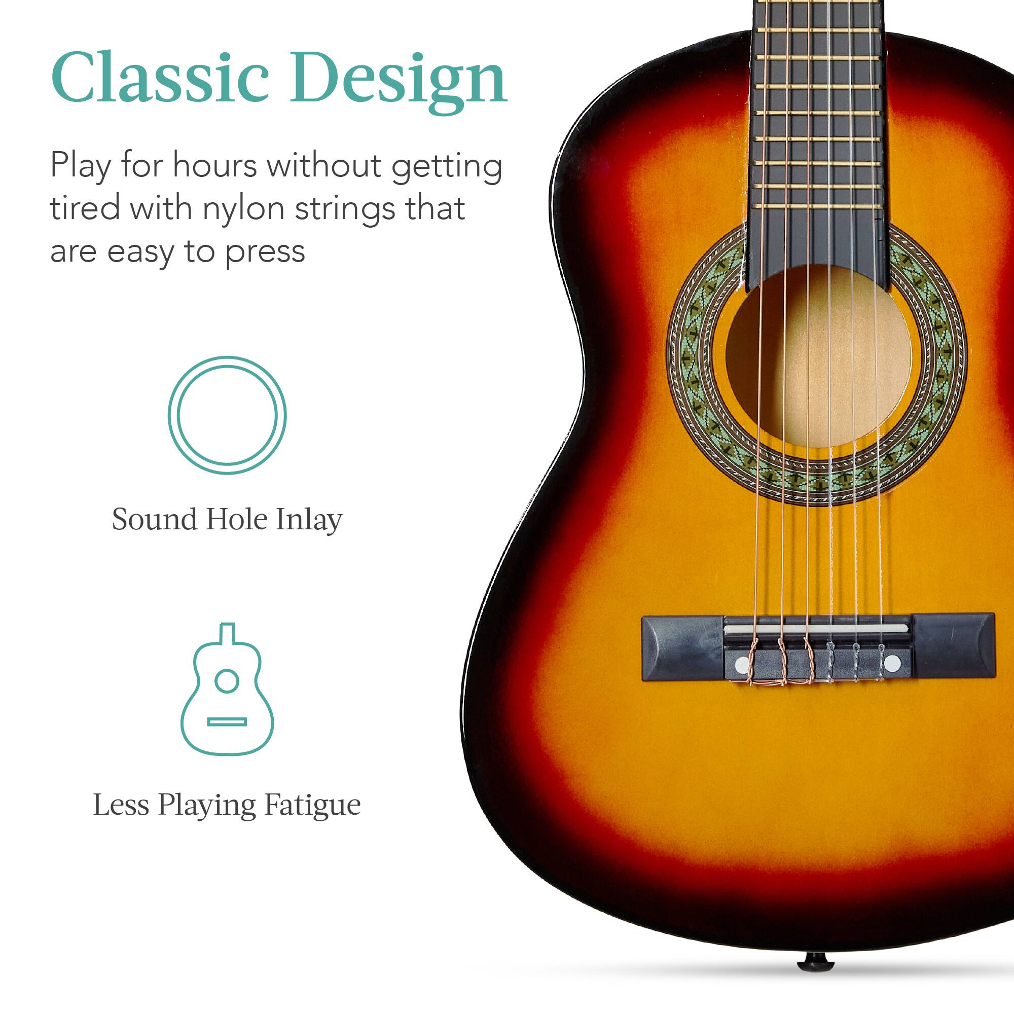 Classic Design

Play for hours without getting tired with nylon strings that are easy to press

Sound Hole Inlay

Less Playing Fatigue