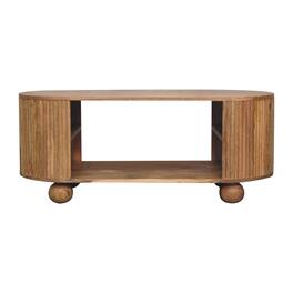 Artisan Furniture - Solid Wood Soba Ball Coffee Table, Open Storage, Light - Brown