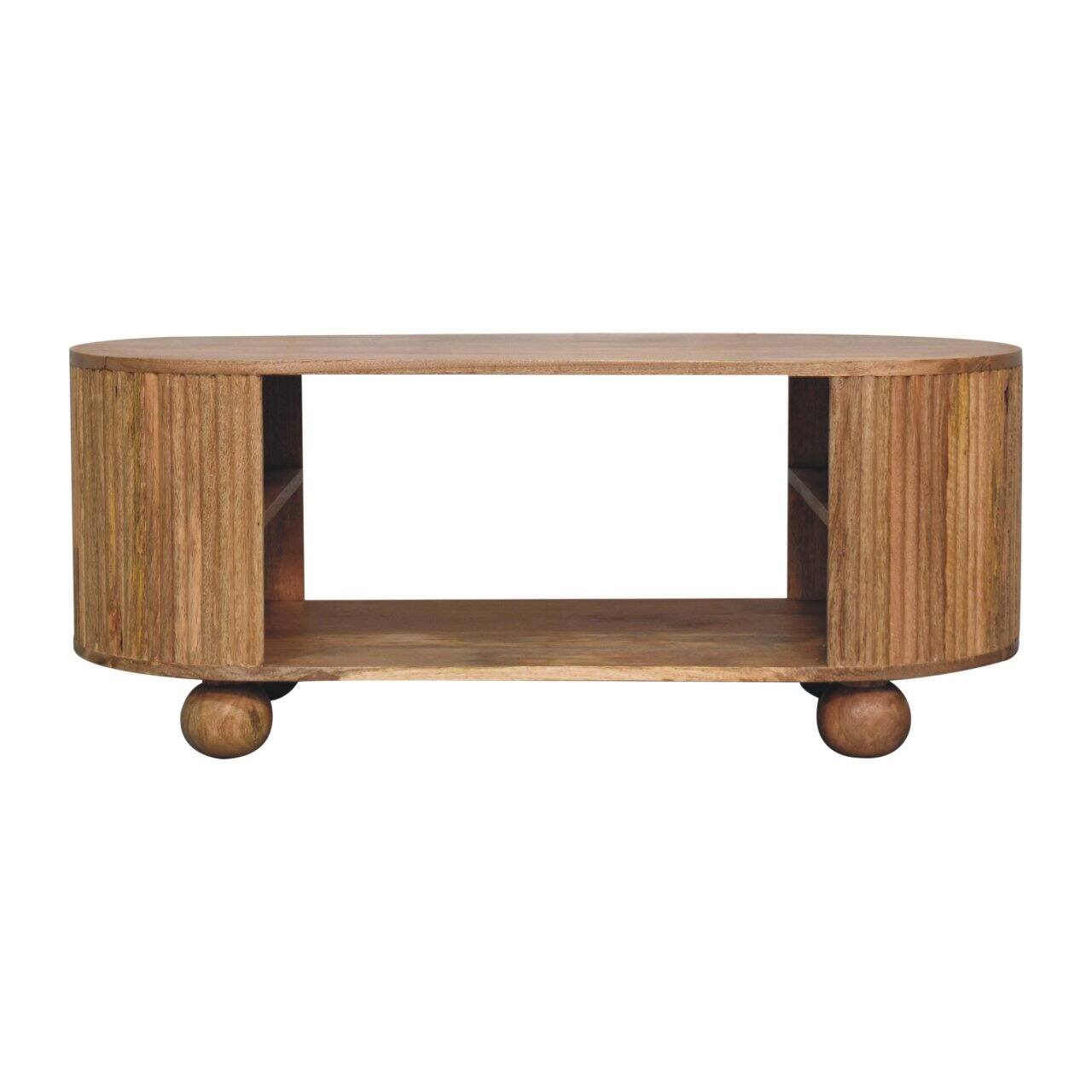 Front. Artisan Furniture - Artisan Furniture Solid Wood Soba Ball Coffee Table, Open Storage, Light Brown - Brown.