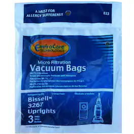 EnviroCare - 3 Bissell Upright Vacuum Bags by , Micro Allergen, Replaces 833, 32671, 3267, 3863