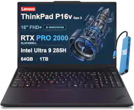 Lenovo - ThinkPad P16v Gen 3 16'' FHD+ Workstation Laptop - NVIDIA RTX PRO 2000 - Intel Core Ultra 9 285H - 64GB RAM - 1TB SSD - Black
