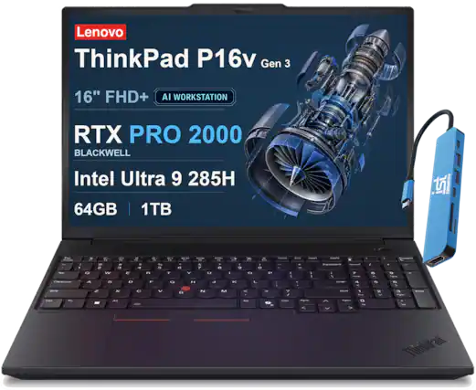 Lenovo ThinkPad P16v Gen 3
16" FHD+ AI WORKSTATION
RTX PRO 2000 BLACKWELL
Intel Ultra 9 285H 64GB 1TB
