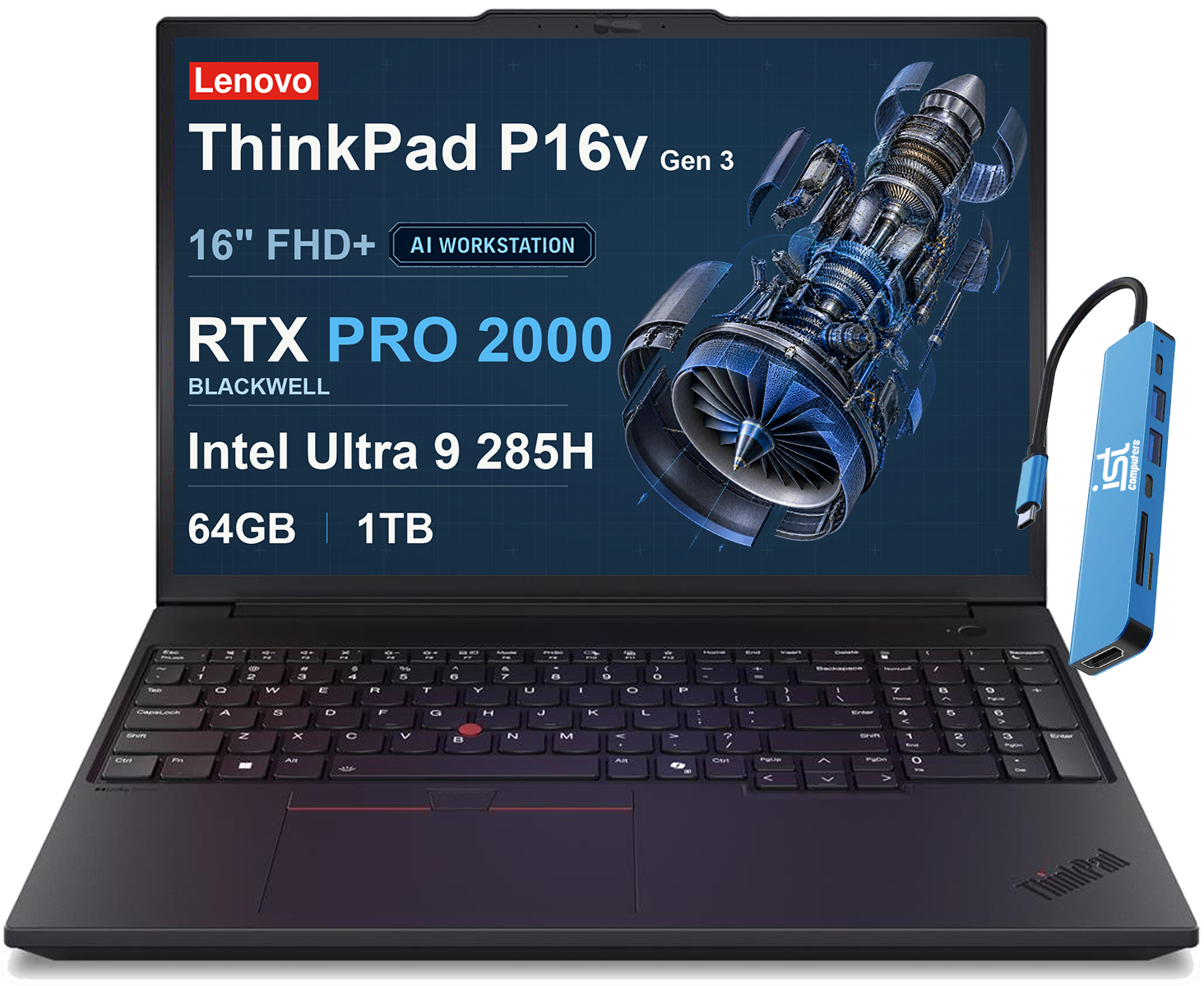 Lenovo ThinkPad P16v Gen 3  
16" FHD+ AI WORKSTATION  
RTX PRO 2000 BLACKWELL  
Intel Ultra 9 285H 64GB 1TB
