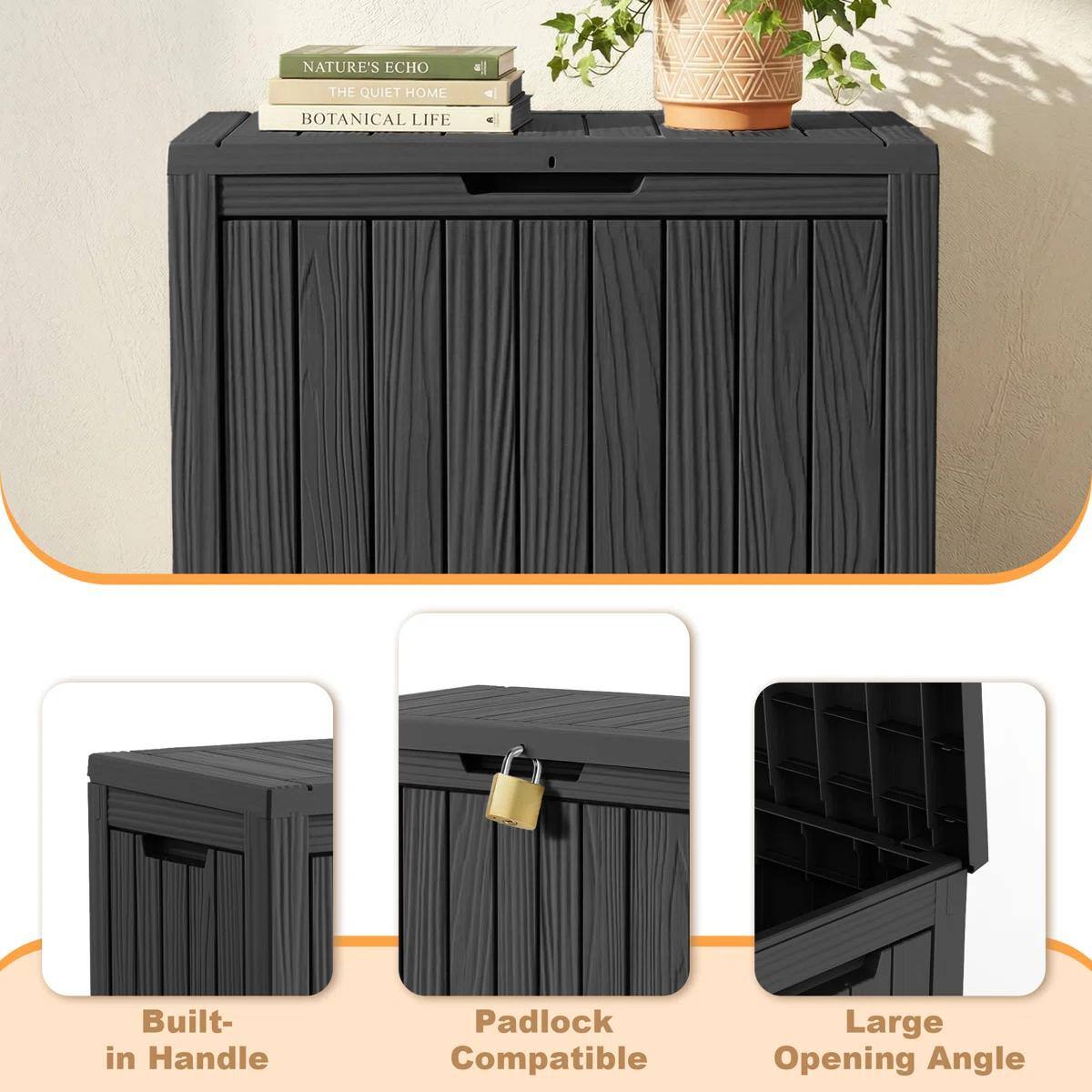 NATURE'S ECHO  
THE QUIET HOME  
BOTANICAL LIFE  

Built-in Handle  
Padlock Compatible  
Large Opening Angle