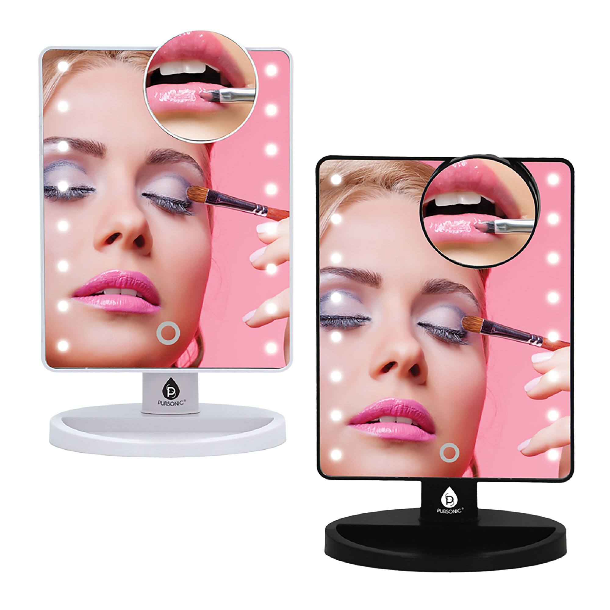 Him’s and Her’s Pursonic LED Lighted Vanity Makeup Mirror Bundle – Black & White Set with 5X Magnifying Mini Mirrors - Black and White price history on PriceWatchPro