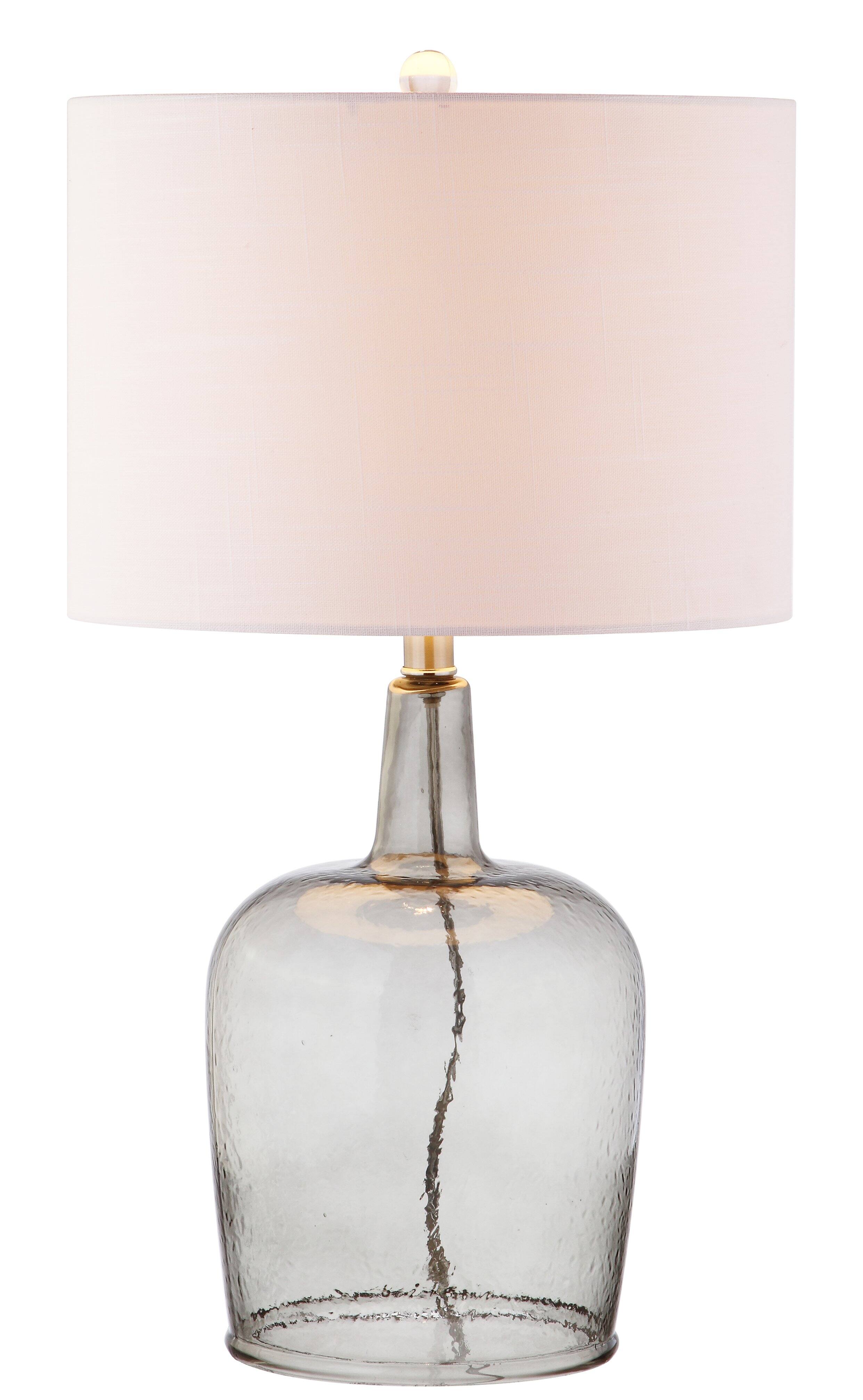 Front. Jonathan Y - Augustine 26" Glass LED Table Lamp, Smoked Gray - Smoke Gray.