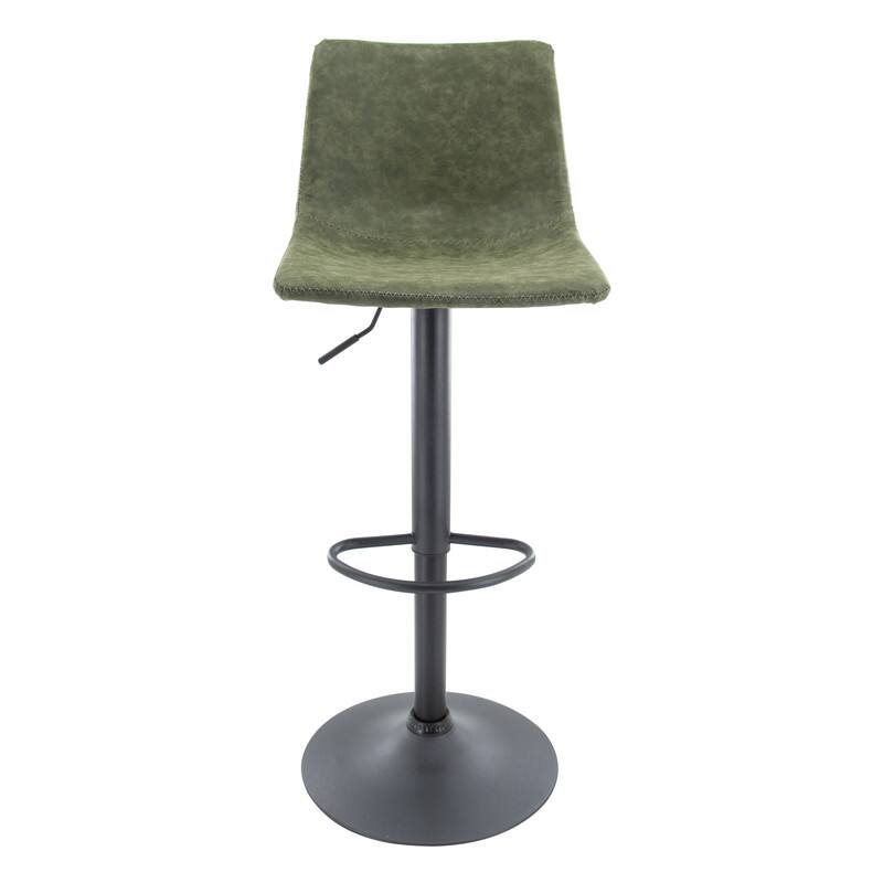 Left. LeisureMod - Tilbury Modern Adjustable Bar Stool with Footrest, 360-Degree Swivel Hydraulic Counter Height Stool Set of 2 - Olive Green.