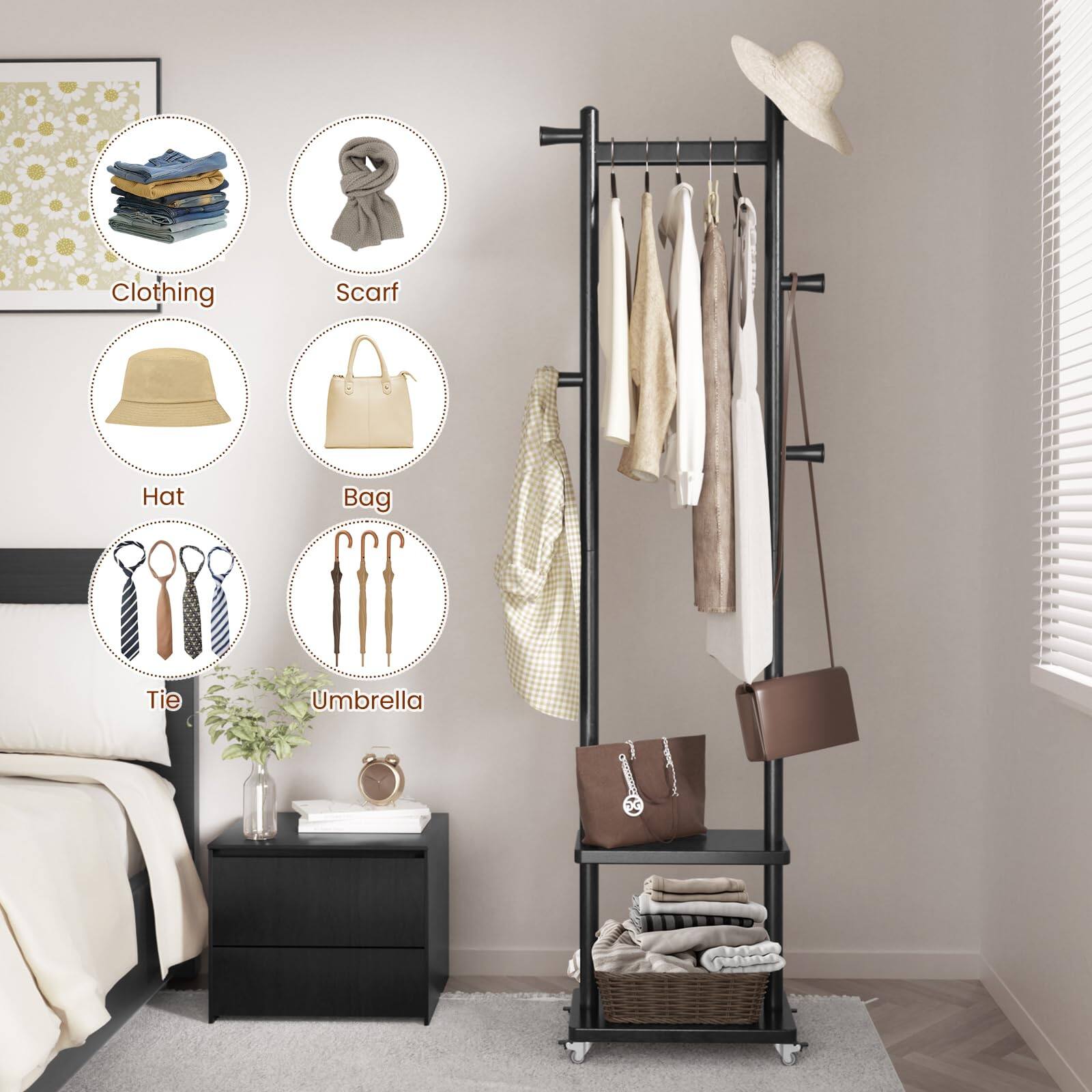 Clothing  
Scarf  
Hat  
Bag  
Tie  
Umbrella