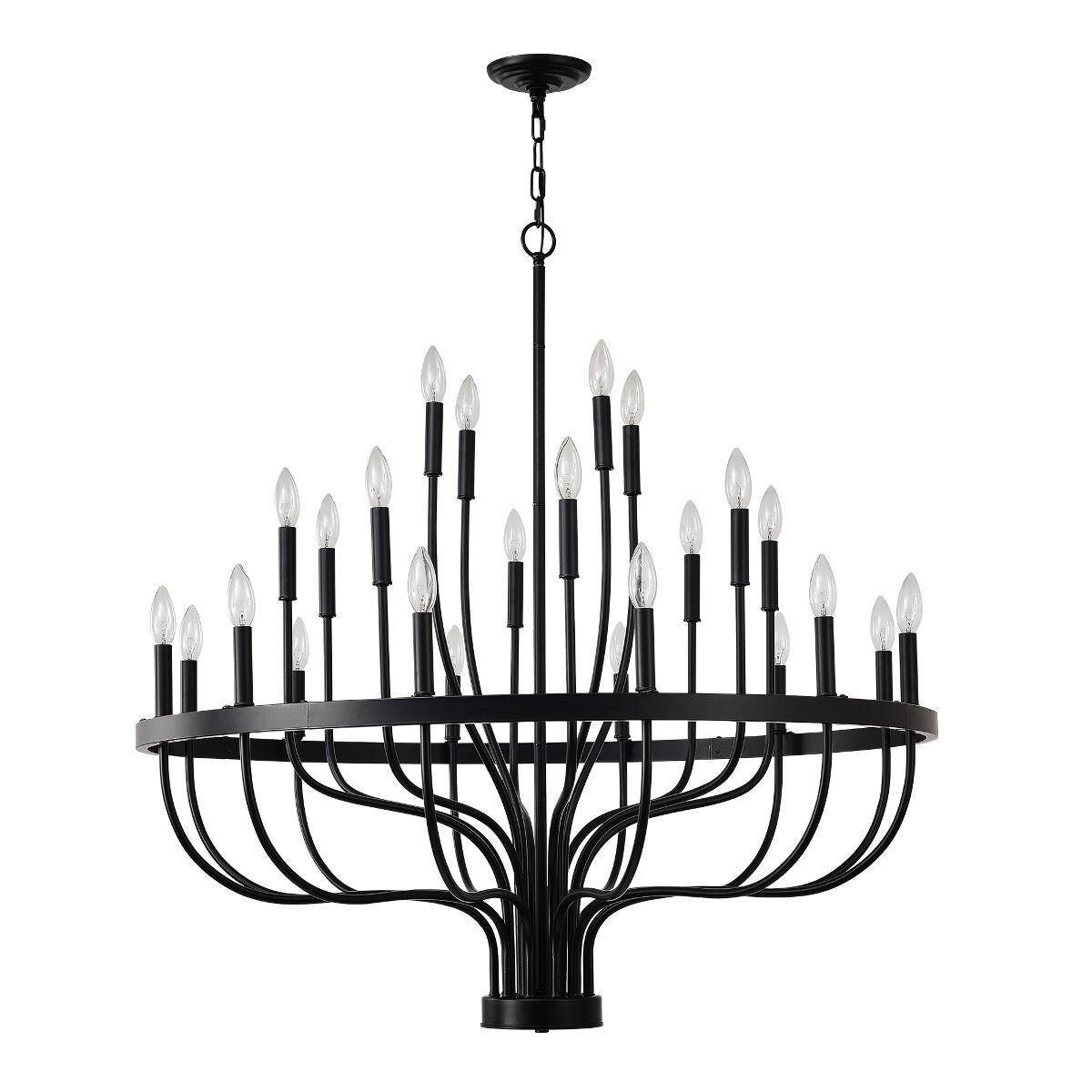 Alt View 1. Loheer - Loheer 36 Light Chandelier Matte Black Iron E12 Candle Pendant for Dining Room and Kitchen Island.