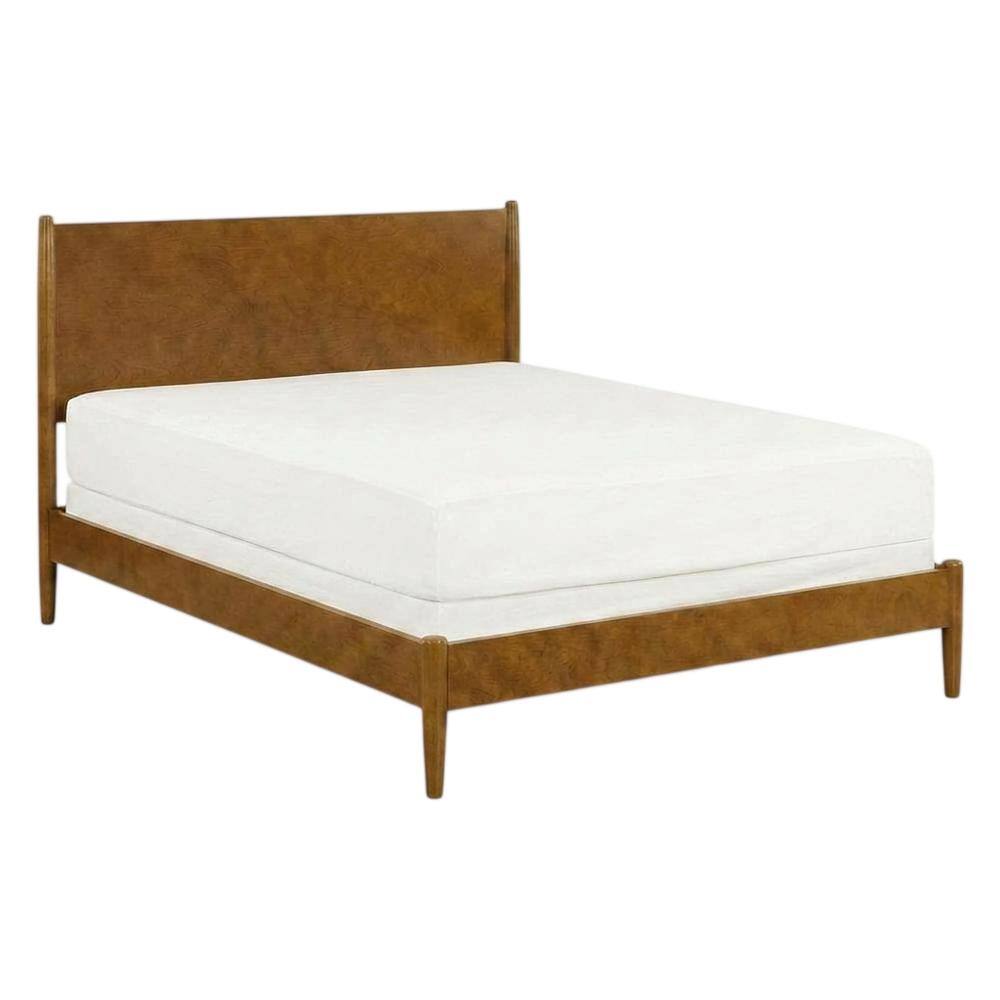 Front. FurniFact - Platform bed with acorn finish - Acorn.