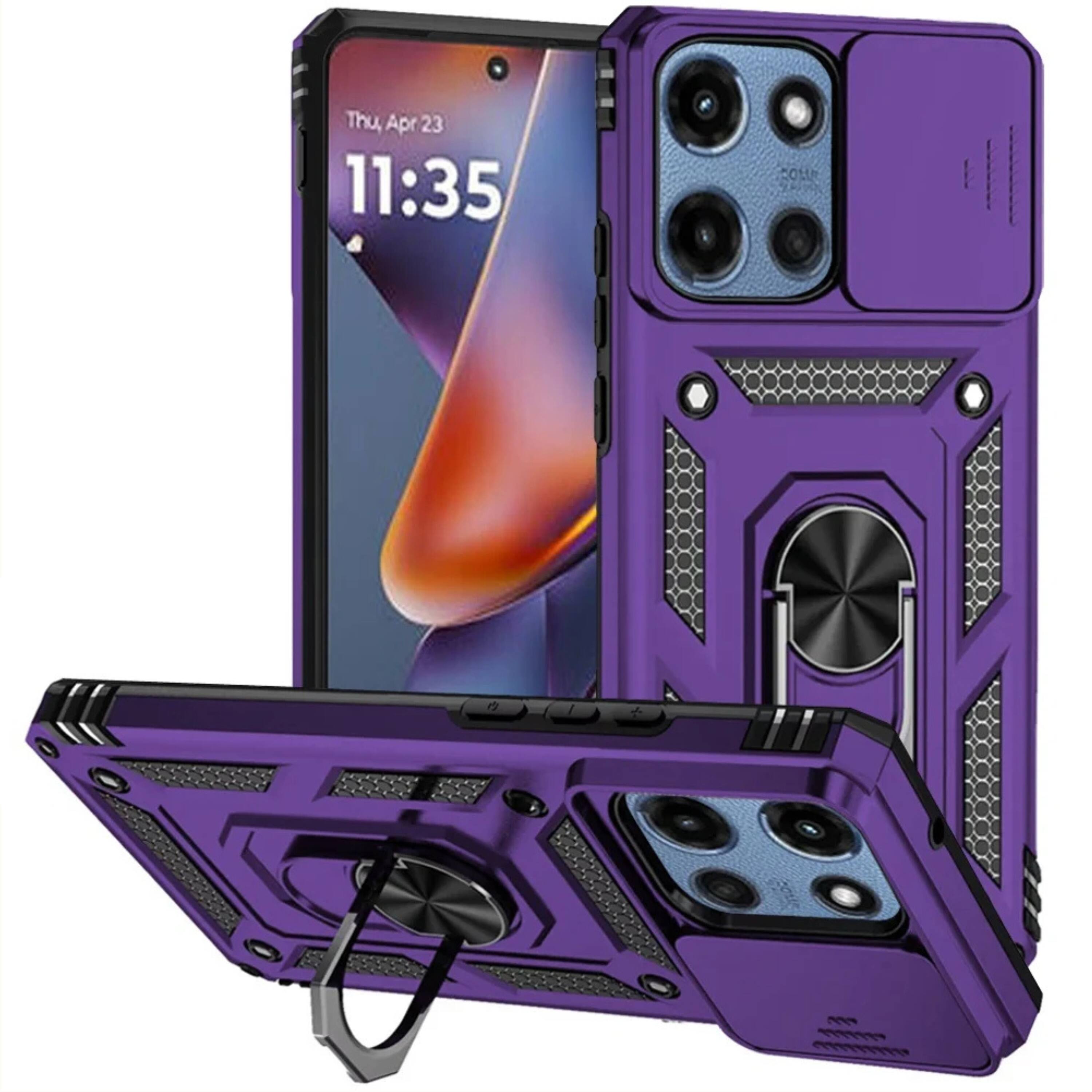 Kitcheniva - Magnetic Ring Stand Case For Moto G Play 2026 With Lens Cover And Tempered Glass Dark - Purple price history on PriceWatchPro