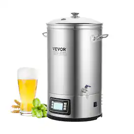 VEVOR - Electric Brewing System, 8 GALLON Brewing Stock Pot, All-in-One Home Beer Brewer, 304 Stainless Steel Brewing Supplies - Silver