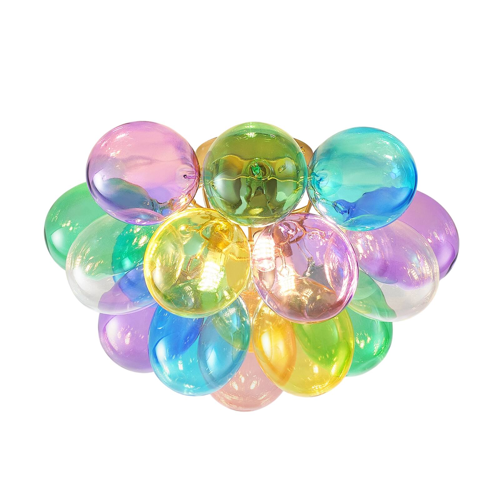 Alt View 3. Boyel Living - 15 Inch Colorful Glass Bubble Ball Swirled Glass Chandelier 3 Light Small Pendant Light Fixture.