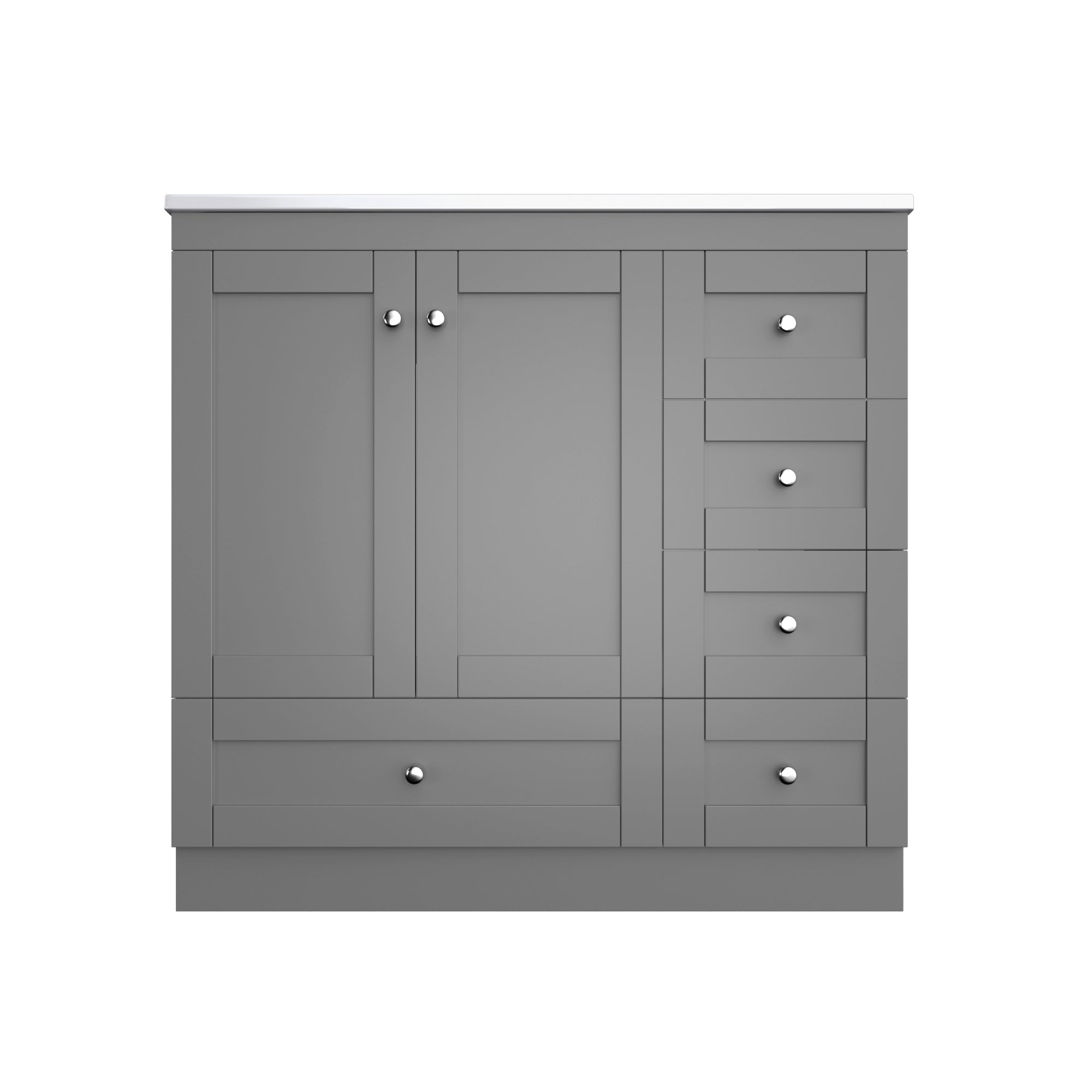 Alt View 10. Boyel Living - 36 Inch Gray Bathroom Vanity with Ceramic Sink, 4 Soft Close Drawers, 2 Soft Close Doors Freestanding Cabinet - White.
