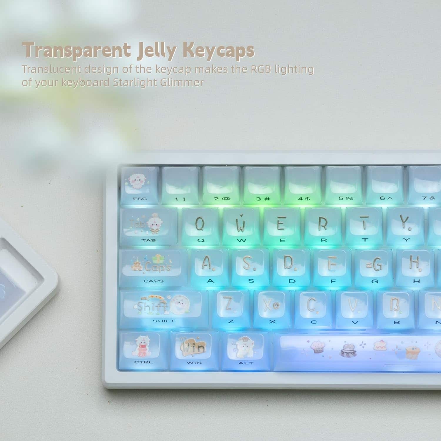 Womier Cute Jelly Keycaps , Transparent Clear Custom Key Cap Set