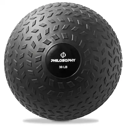 Front. Philosophy Gym - Slam Ball - Weighted Medicine Ball with Easy Grip Tread - Black.