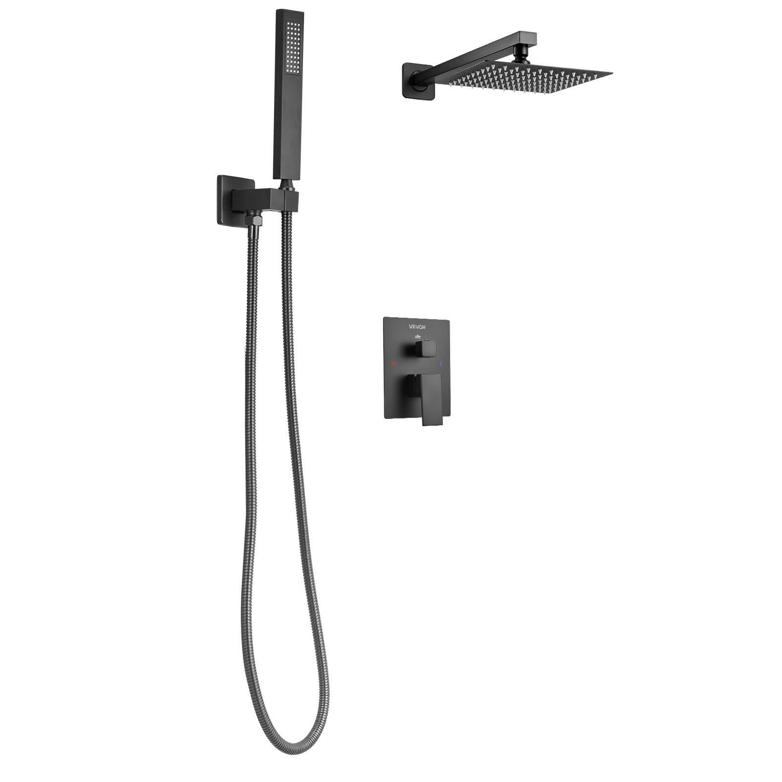 Alt View 5. VEVOR - Shower Faucet Set, Rainfall Bathroom Shower System with 8-Inch Square Rain Shower Head and Handheld Spray - Matte Black.