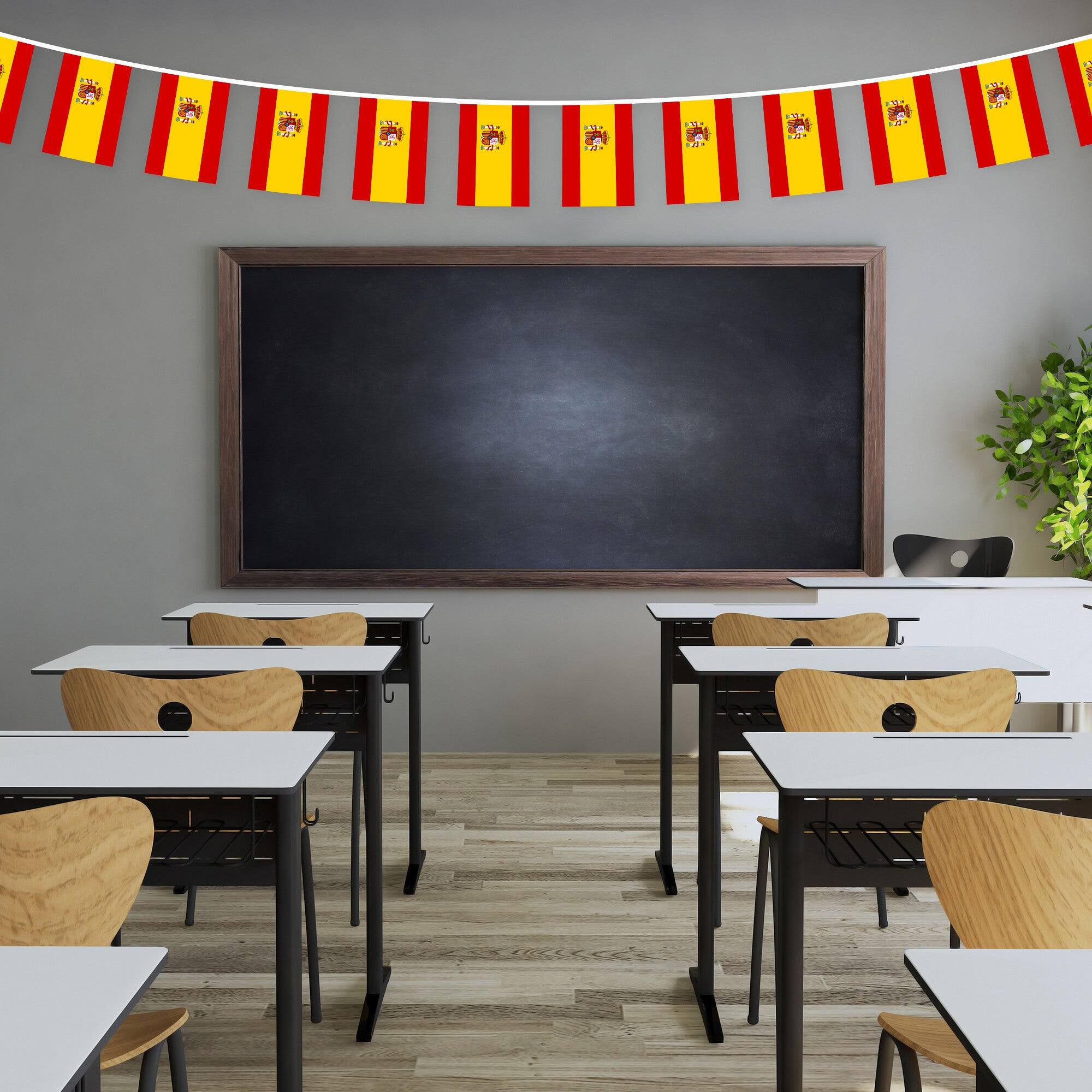 Back. G128 - Spain Flag Bunting Banner, 33 ft, 38 Mini Flags (8.2 x 5.5 in). - Assorted Colors.