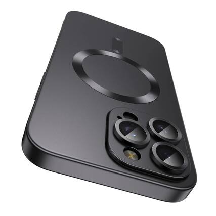 Front. Stock Preferred - Soft Shockproof MagSafe Case with Camera Lens Protector for iPhone 16 Pro Black - Black.