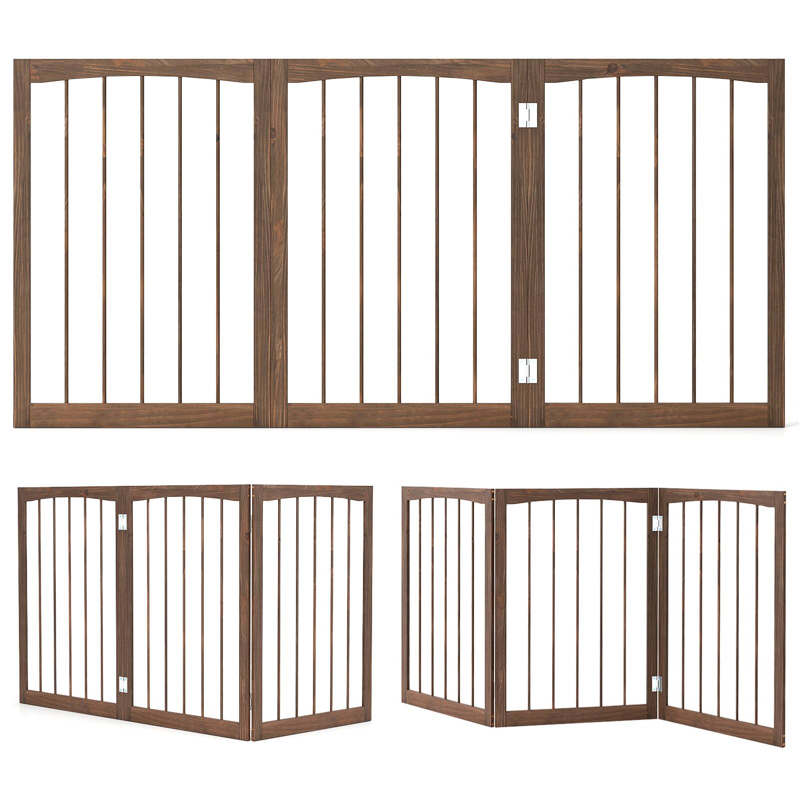Alt View 8. Gymax - Gymax 30'' Tall Wooden Pet Fence for Indoor House Doorway Hallway Stairs Porch Brown.