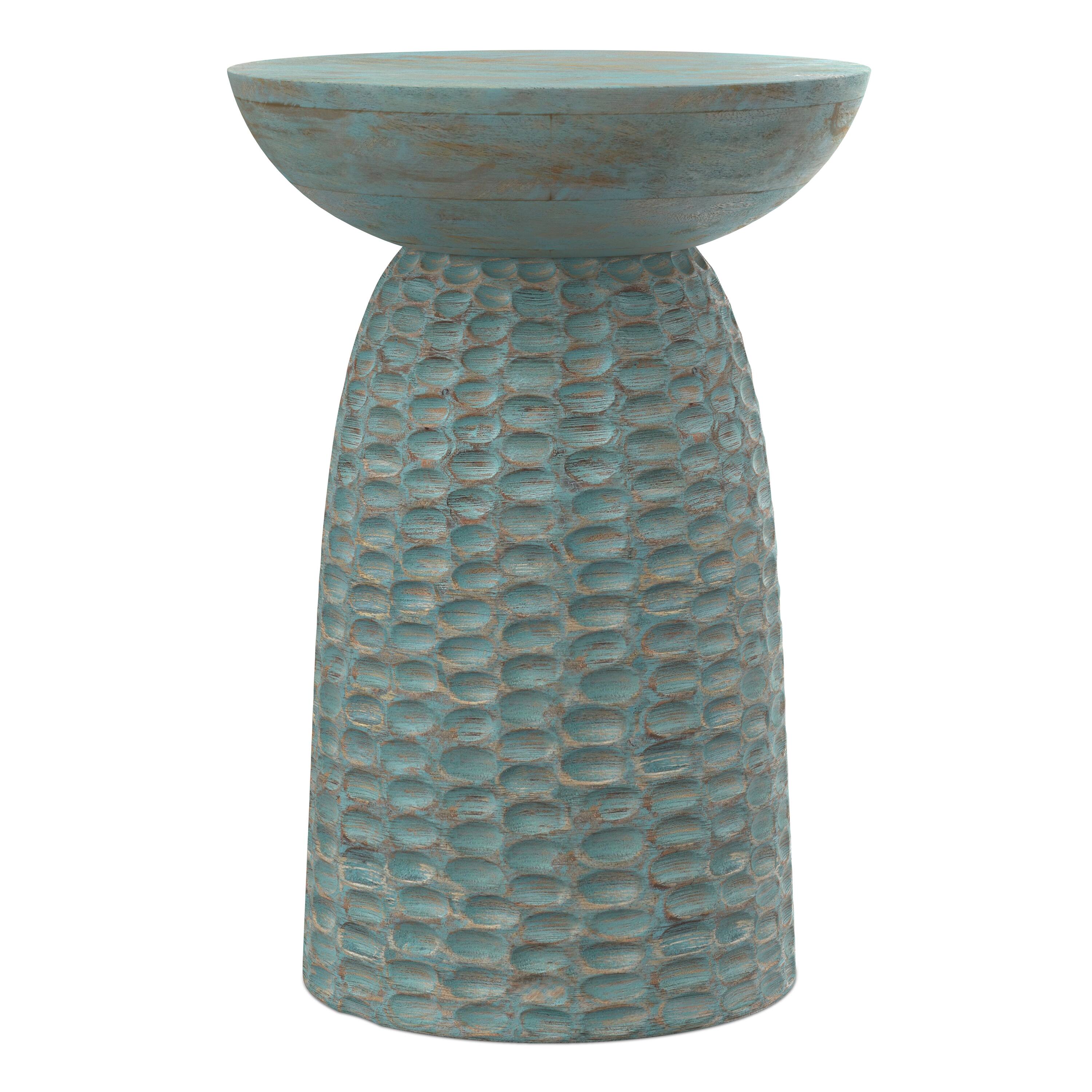 Alt View 5. Simpli Home - Boyd 16 inch Wide Solid Mango Contemporary Tall Accent Table in Teal Wash, Assembled - Teal Wash.