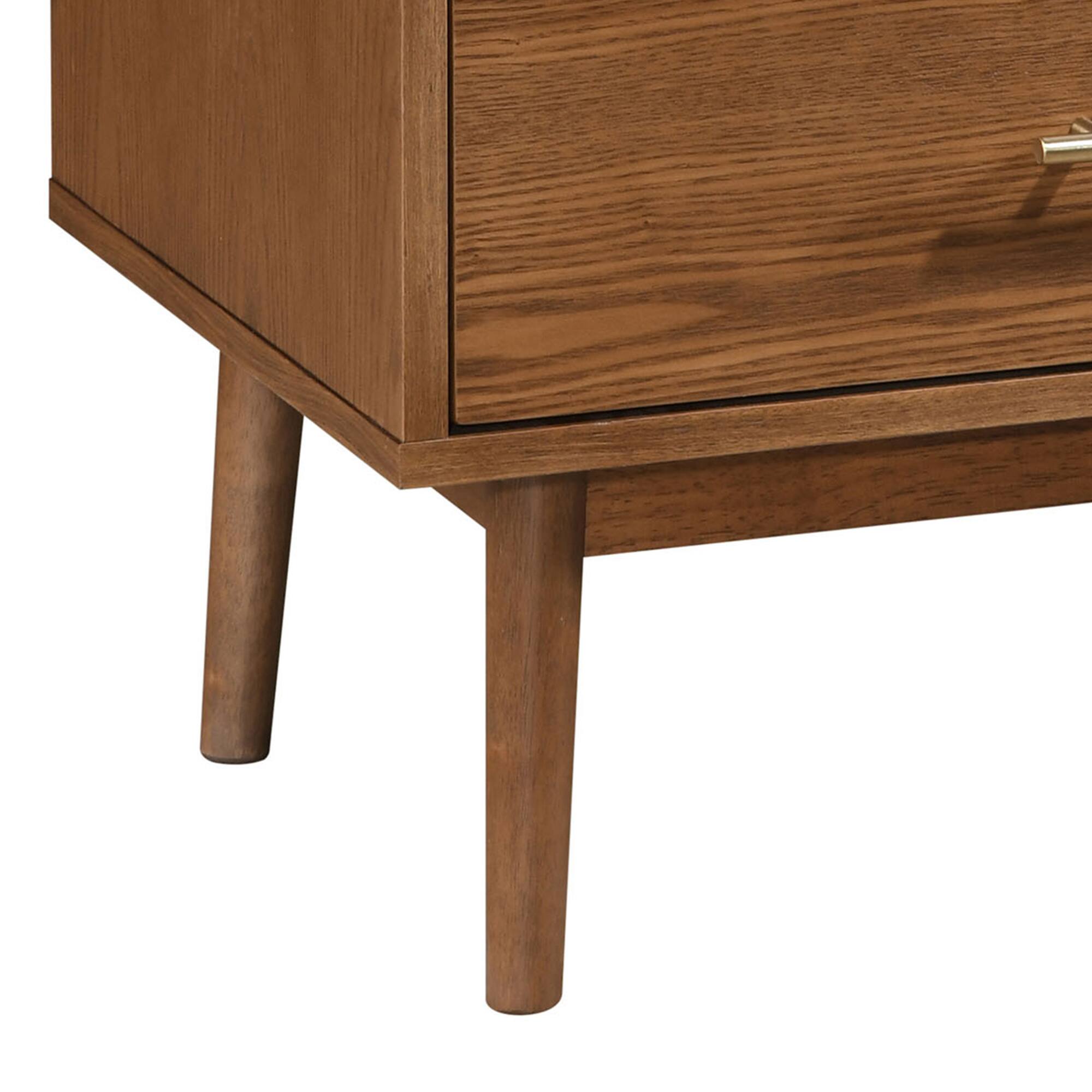 Alt View 1. Vaczon - Modern Walnut Nightstand with Solid Wood Sleek Nickel Handles and Tip-Resistant Design - Walnut.