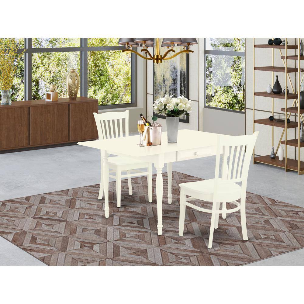 Angle. East West Furniture - Dining Room Set Linen White - Brown.