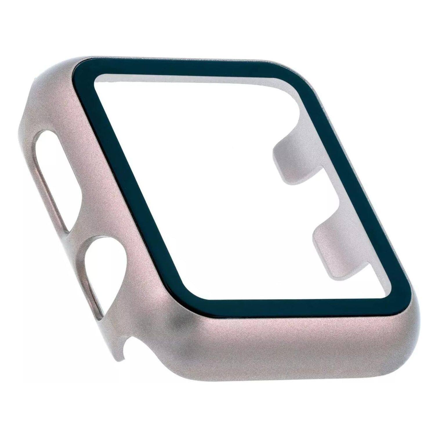 Left. Stock Preferred - 3 Pack Apple Watch 40mm Protective Cover with 9H Tempered Glass - Rose Gold, Pink, Clear.