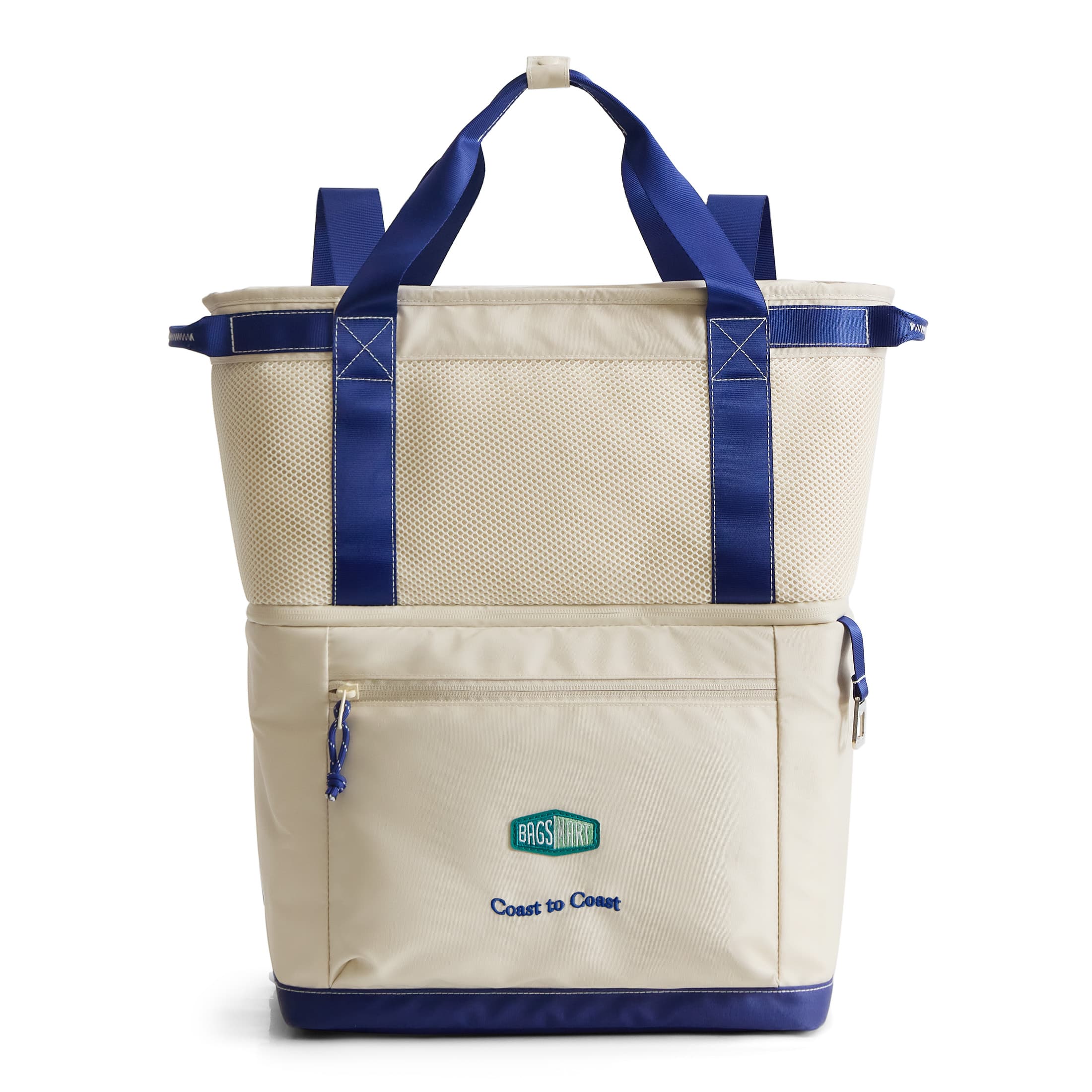 Bagsmart - Coast 20-Can Soft Cooler Backpack, Insulated Water-Resistant Tote with Dry-Wet Separation for Beach & Family Outings - Ivory
